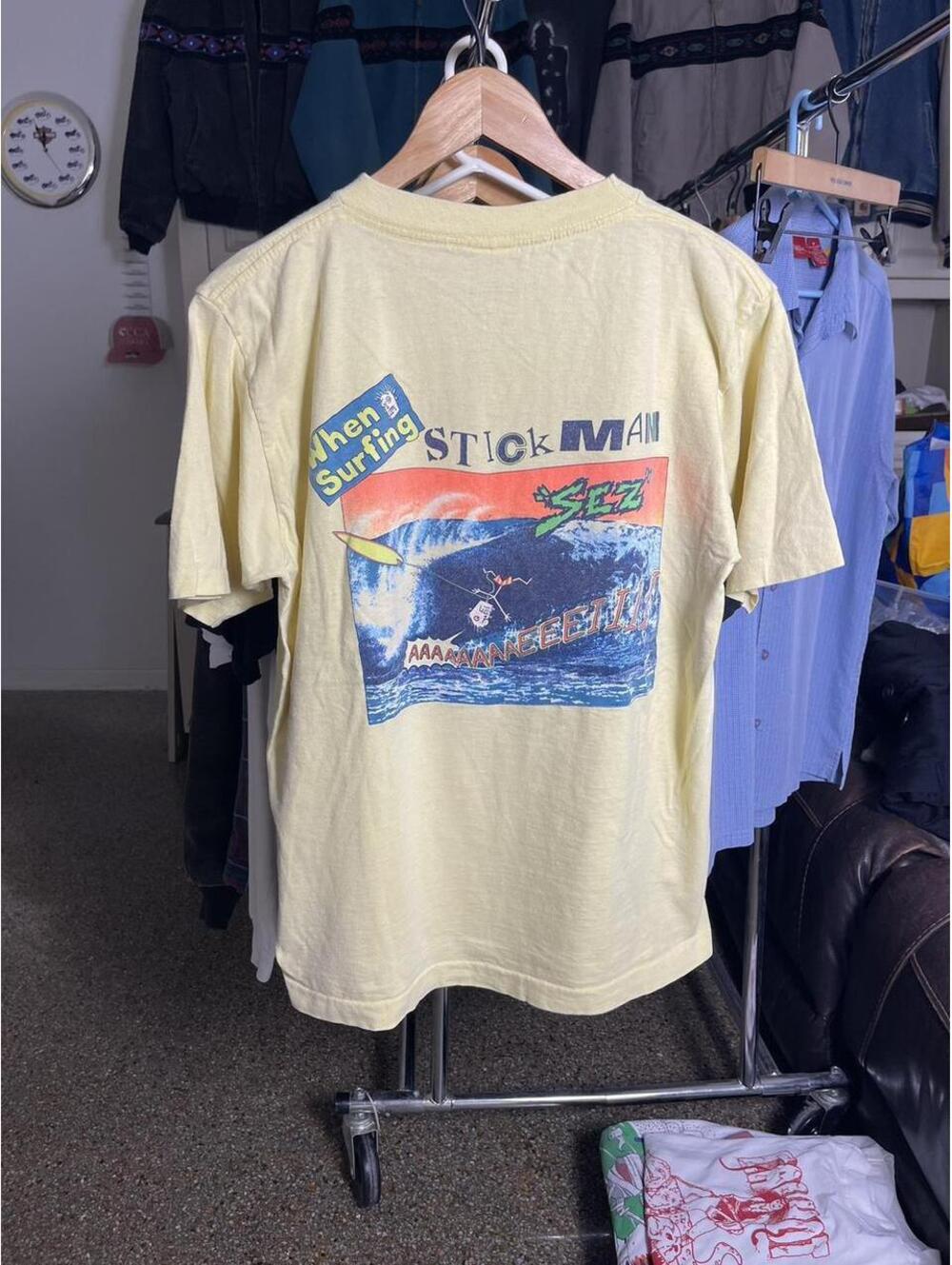 Vintage 80s Stickman Surf T Shirt Mens Large